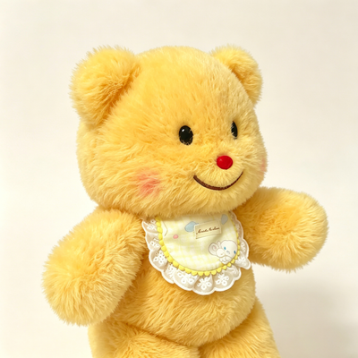Cute Yellow Teddy Bear Plush Doll with Bib