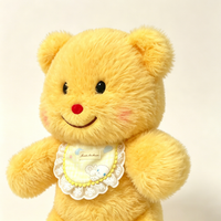Cute Yellow Teddy Bear Plush Doll with Bib