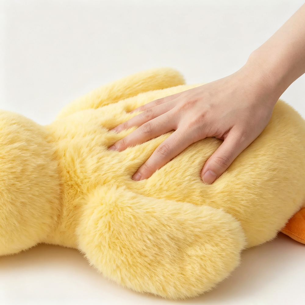 Lying-Down Yellow Duck Plush Pillow